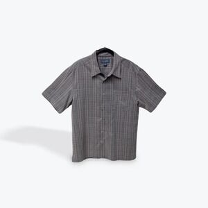 Cova Mens Gray Plaid Short Sleeve‎ Button Down Shirt Size Medium Pocket Casual